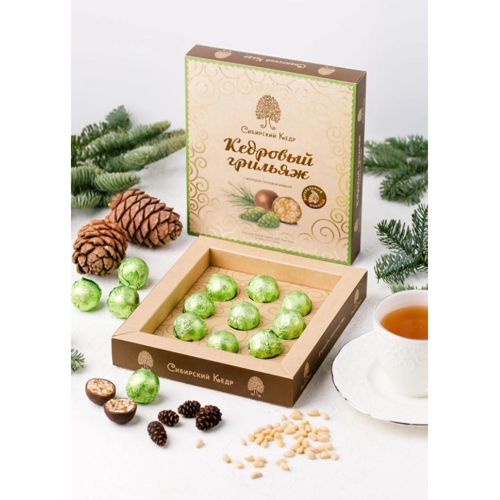 Конфеты "Кедровый грильяж" 120 гр., с сосновой шишкой - 3