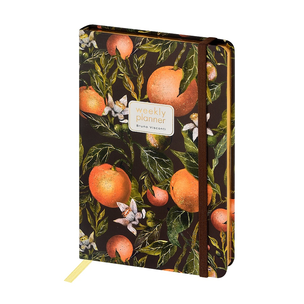 Еженедельник недатированный "Flora. Paradise. Oranges", А5, 144 страниц, линованный, оранжевый, зеленый