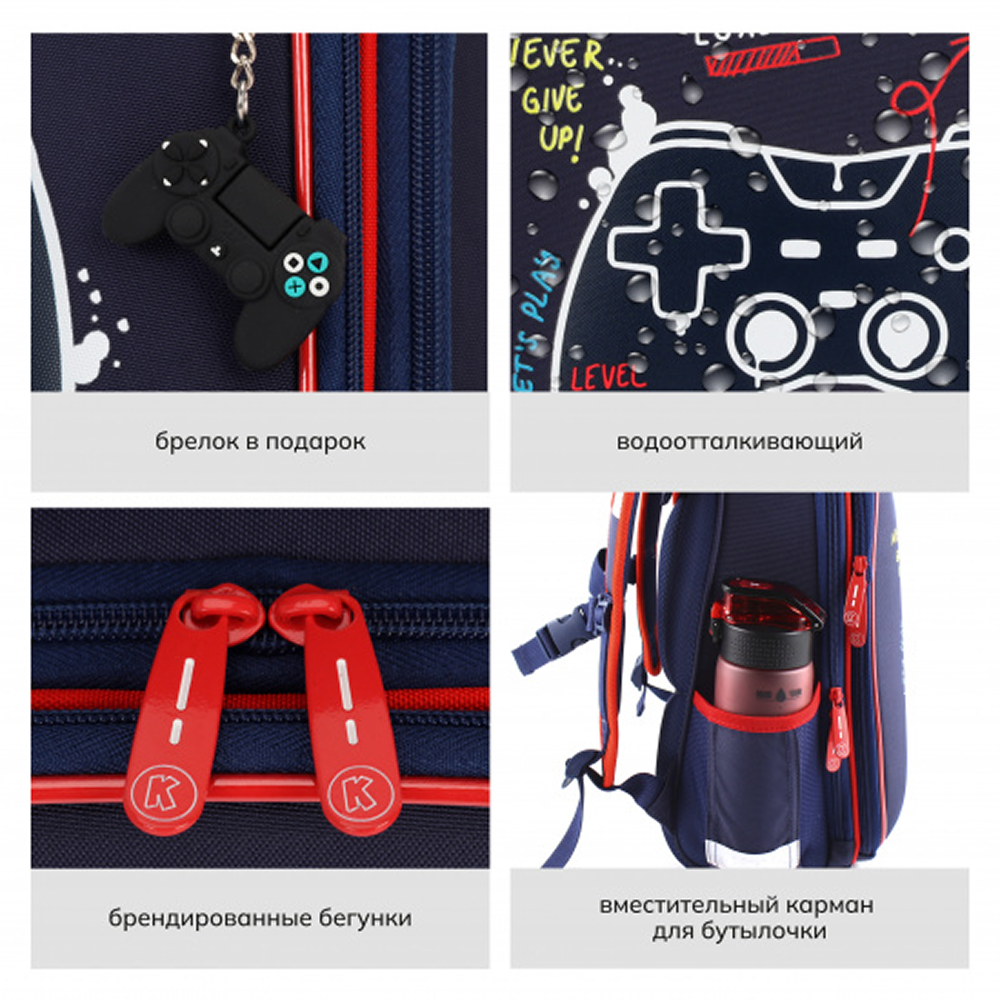 Рюкзак школьный "ERGO First Game Day",синий, красный - 8