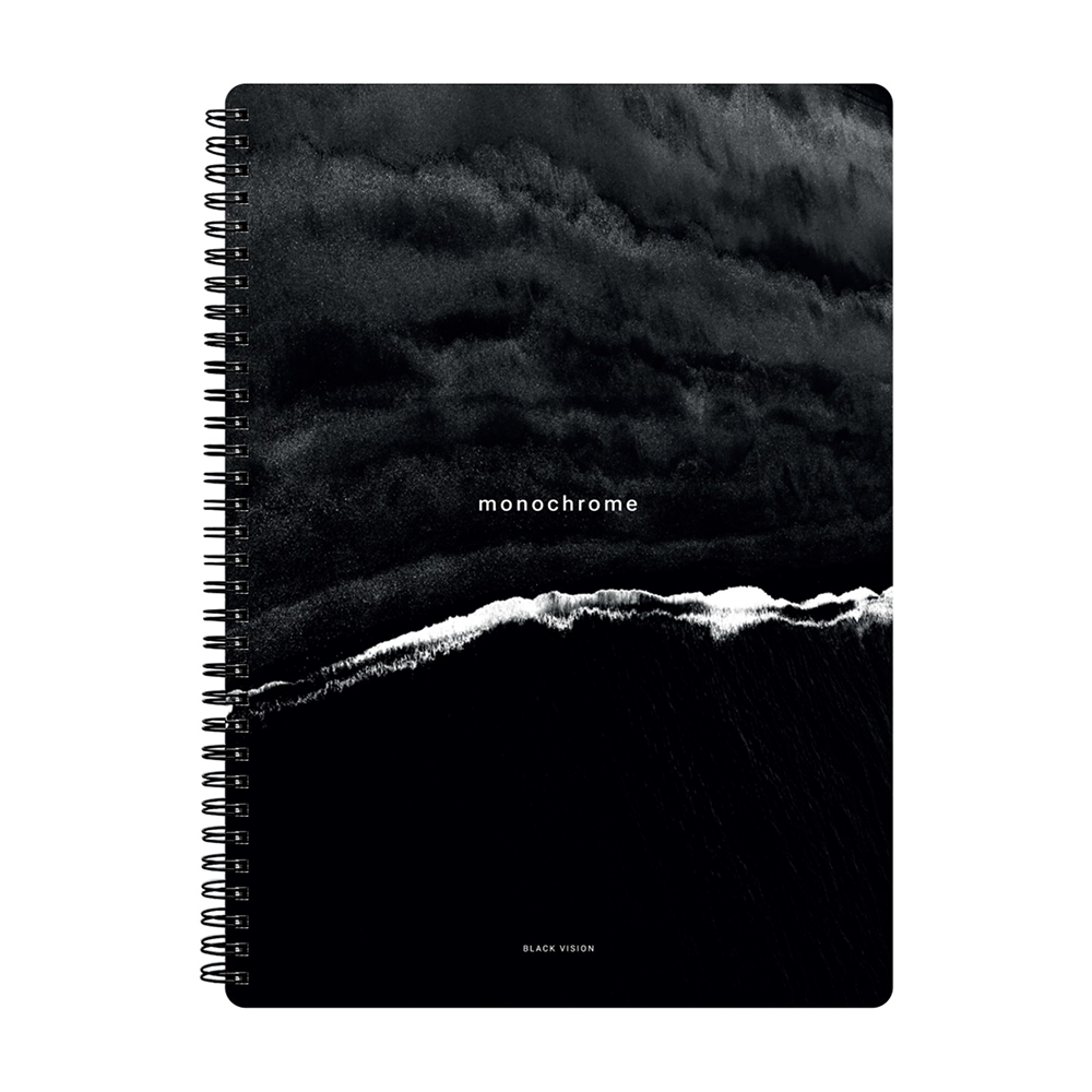 Тетрадь "Dune прилив", A4, 96 листов, клетка, спираль сбоку, черный