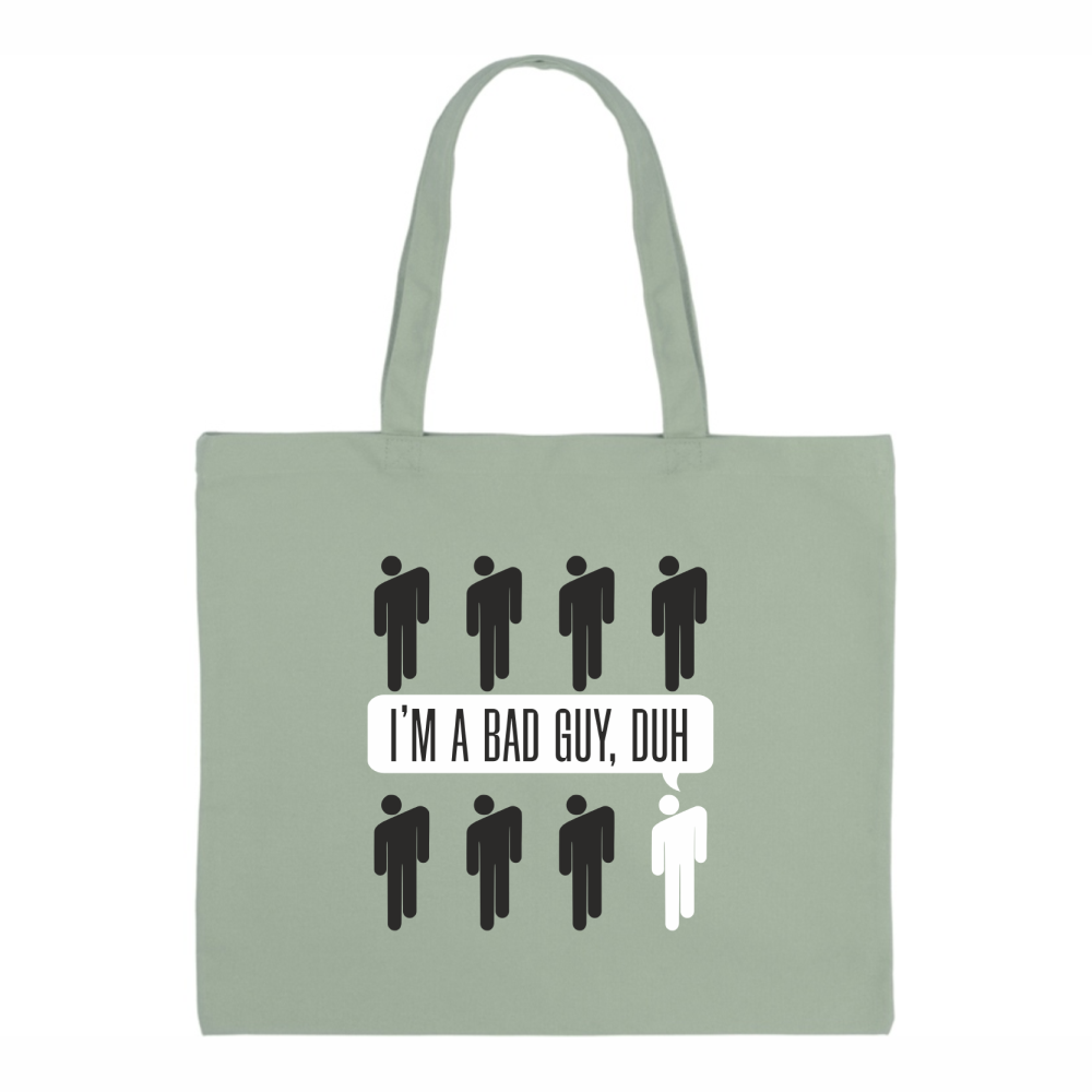 Сумка-оверсайз «I’m a bad guy» из хлопка, 340 г/м2, оливковый   