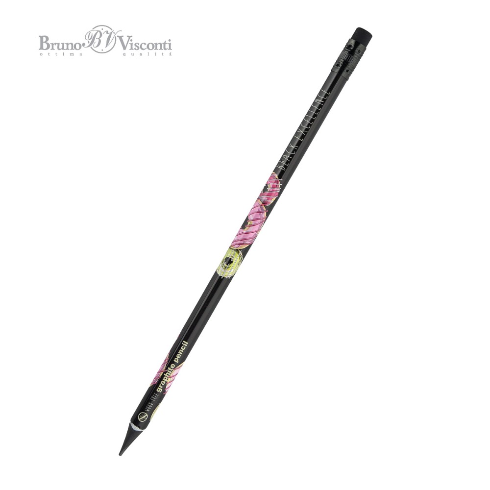 Карандаш чернографитный  "Black Excellence. Донат рулит!", HВ, с ластиком