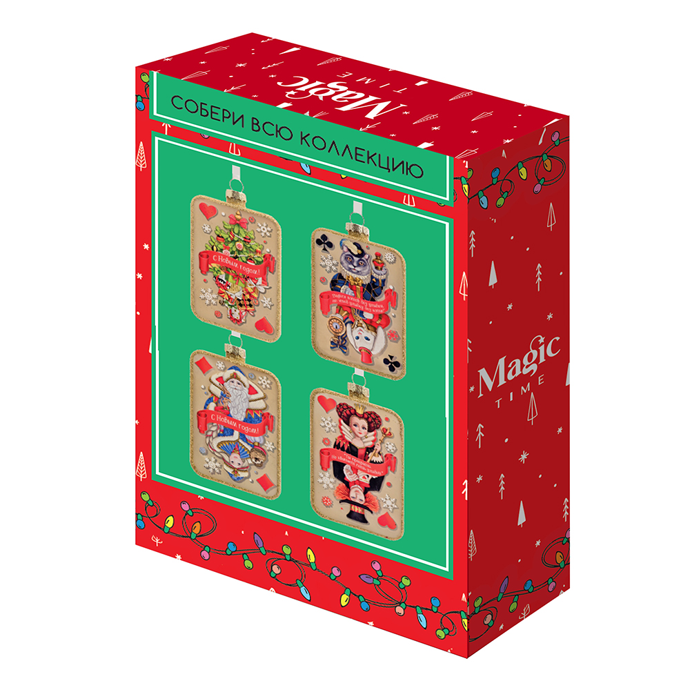 Украшение новогоднее "Карта Черви из Страны чудес", белый, красный - 4