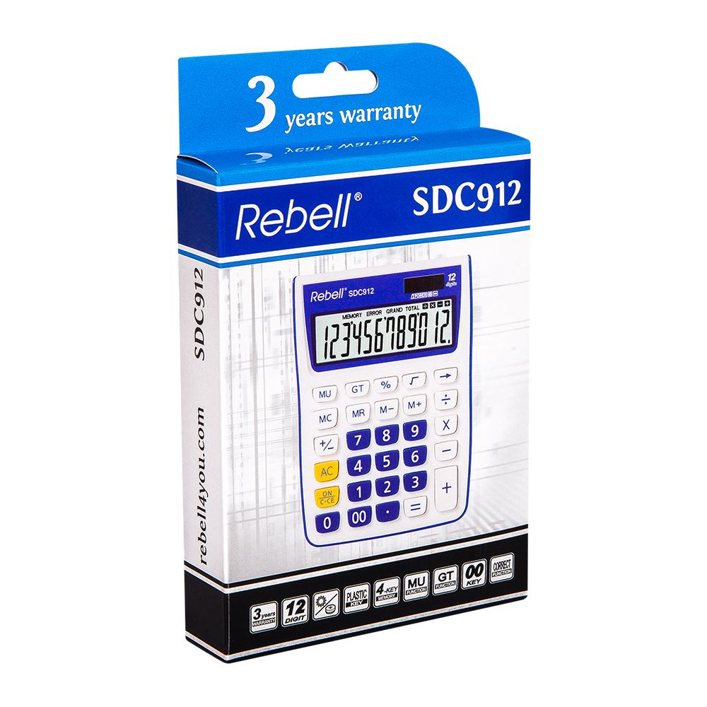 Калькулятор настольный Rebell "SDC-912VL/BL", 12-разрядный, фиолетовый - 2