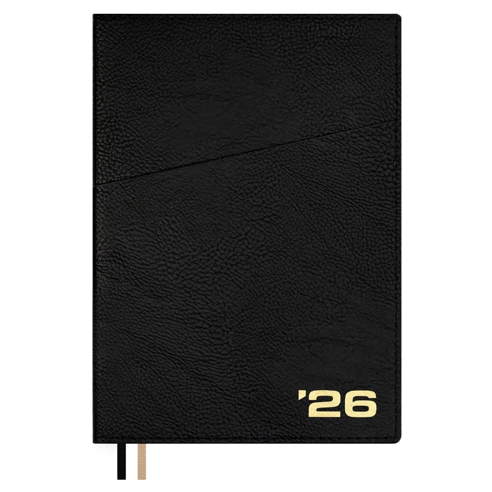 Ежедневник датированный "Шеврет черный", А5, 352 страницы, черный, 2026