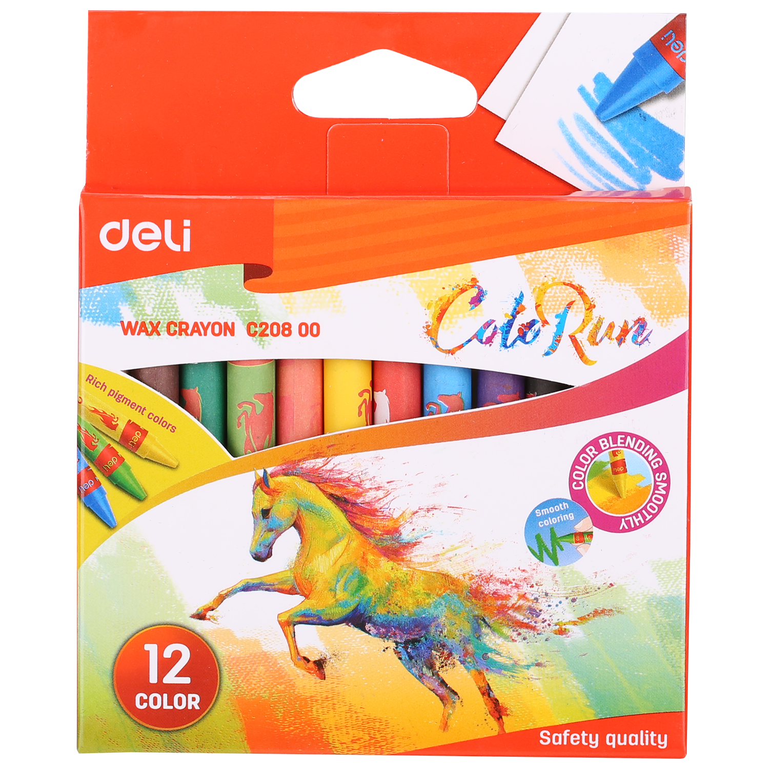Мелки восковые Deli "ColorRun", 12 цветов, ассорти