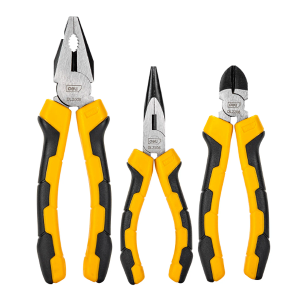 Набор плоскогубцев Deli "EDL2008-3", 3 шт, желтый, черный