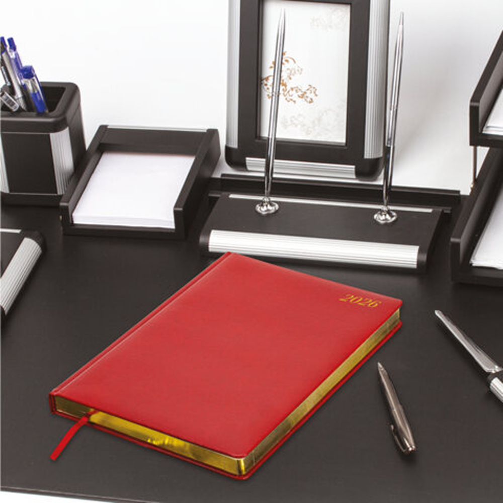 Ежедневник датированный "Iguana" на 2026 год, А4, 336 страниц, красный, срез золотой - 5