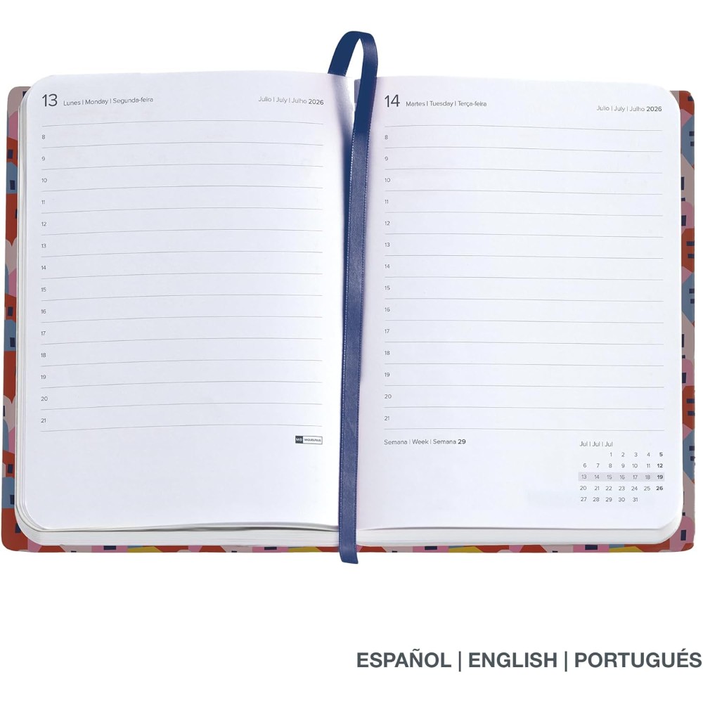 Ежедневник датированный "Houses" 2026, A6, линейка, синий, красный