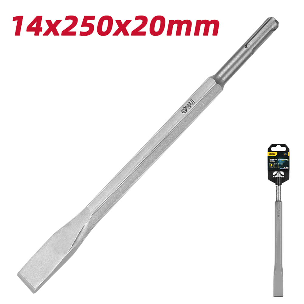 Зубило плоское для перфоратора, Deli YS EDH-YBZ20250-E1, 14 x 250 x 20 мм, SDS-PLUS - 4