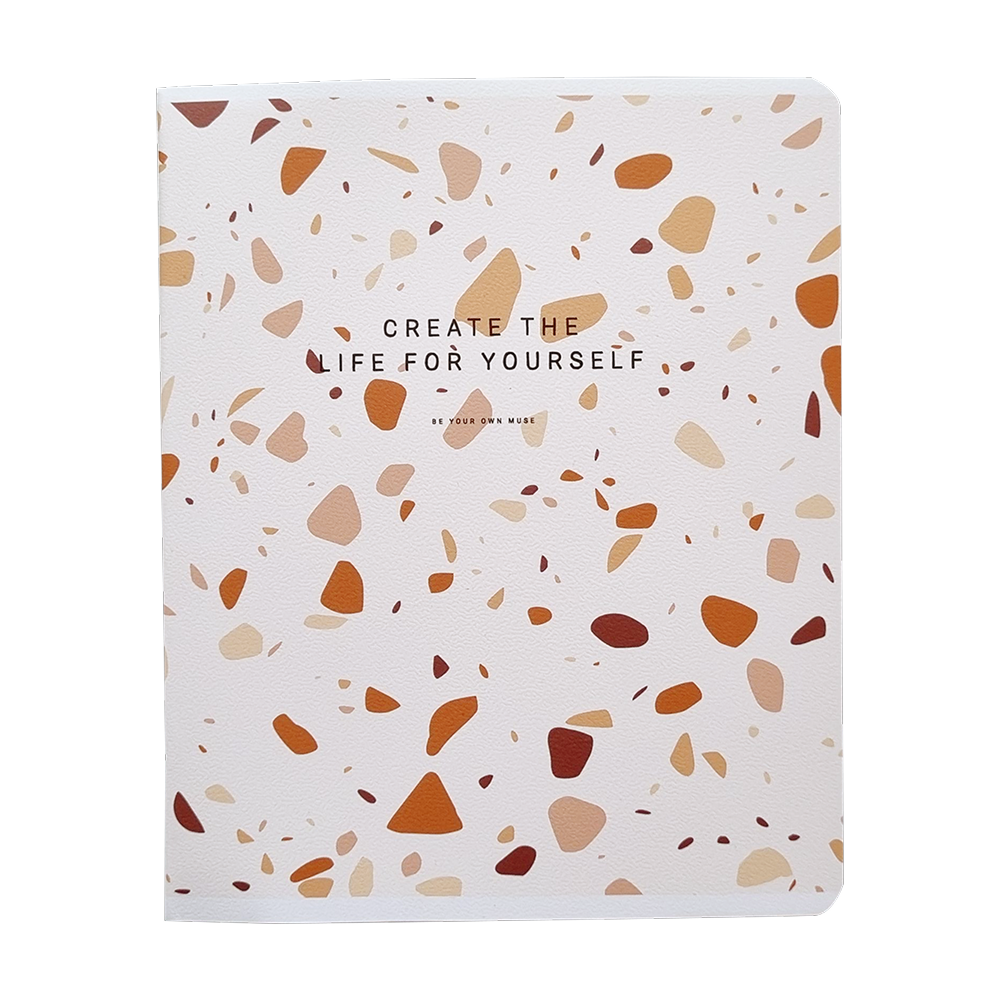 Тетрадь "Terrazzo", А5, 48 листов, клетка, скоба сбоку, бежевый