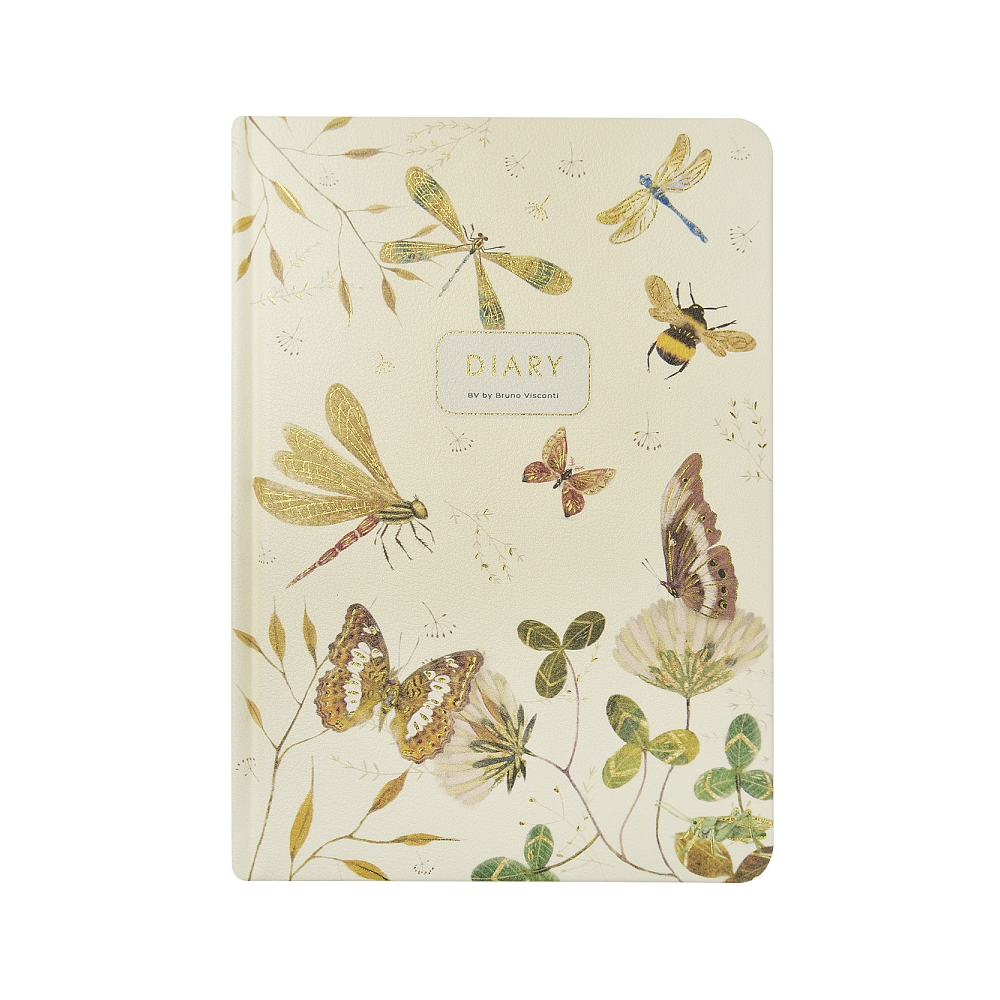 Ежедневник недатированный "Fauna. Бабочки", А5, 240 страниц, молочный