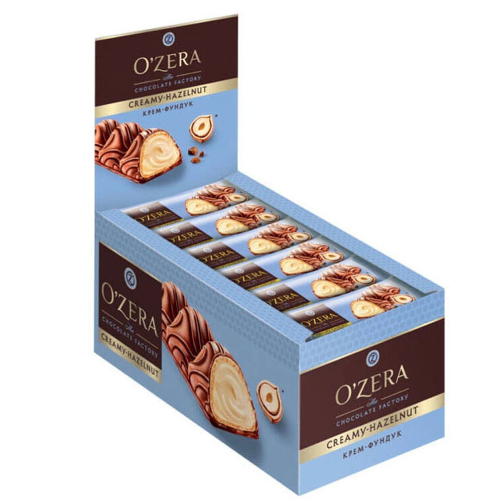 Вафельный батончик "O`Zera Creamy Hazelnut" с молочно-ореховой начинкой, 23 г