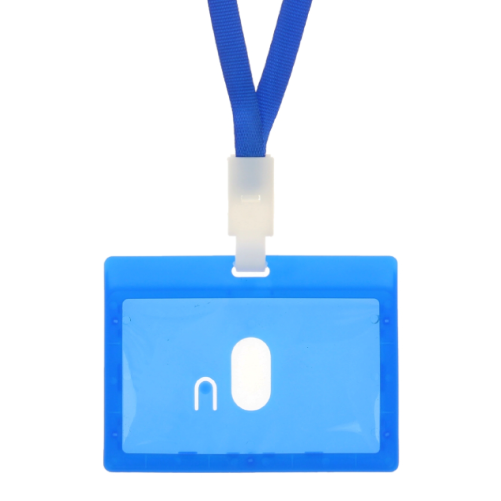 Бейдж-карман на ремешке, 90х54 мм, синий