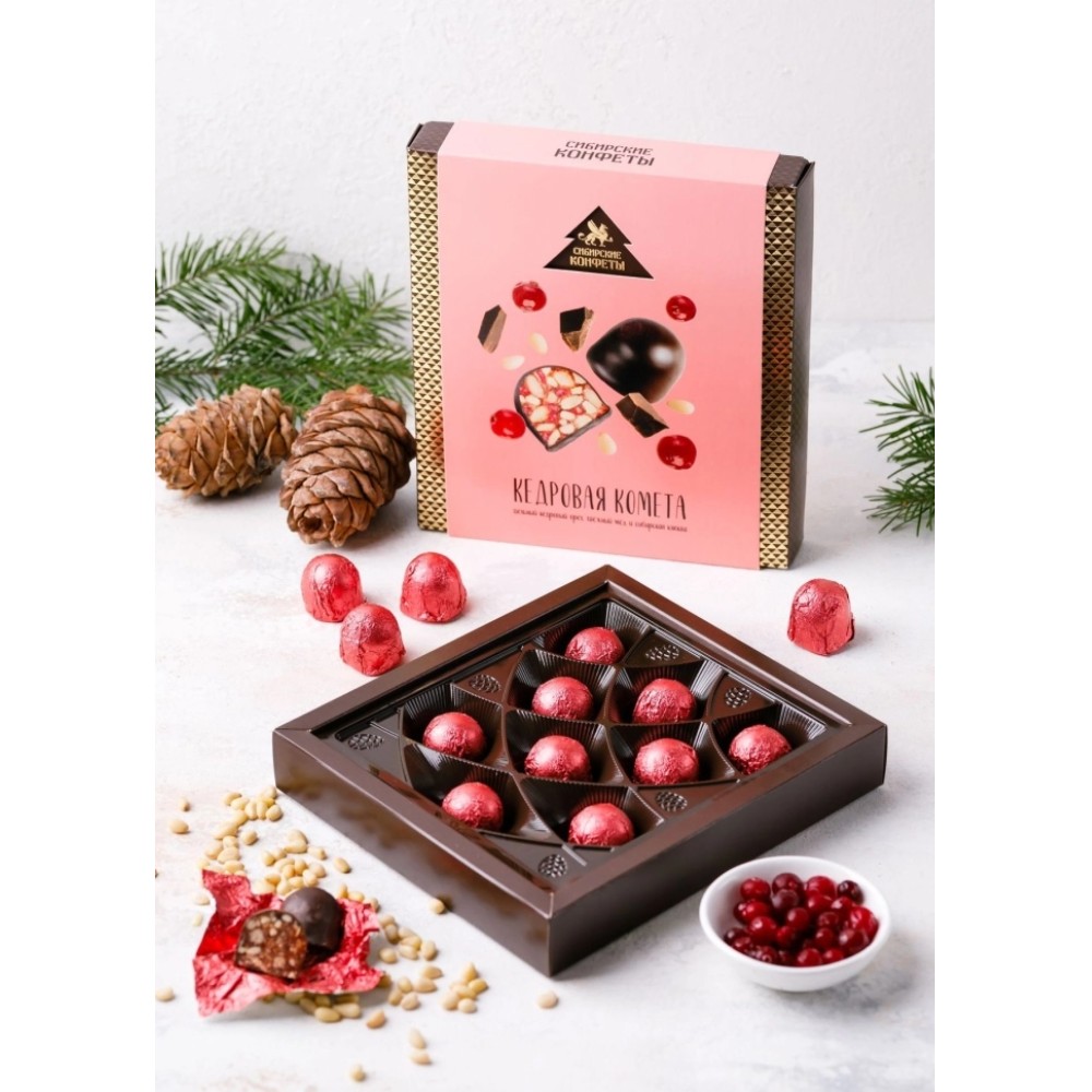 Конфеты "Кедровая комета" 120 гр., с клюквой