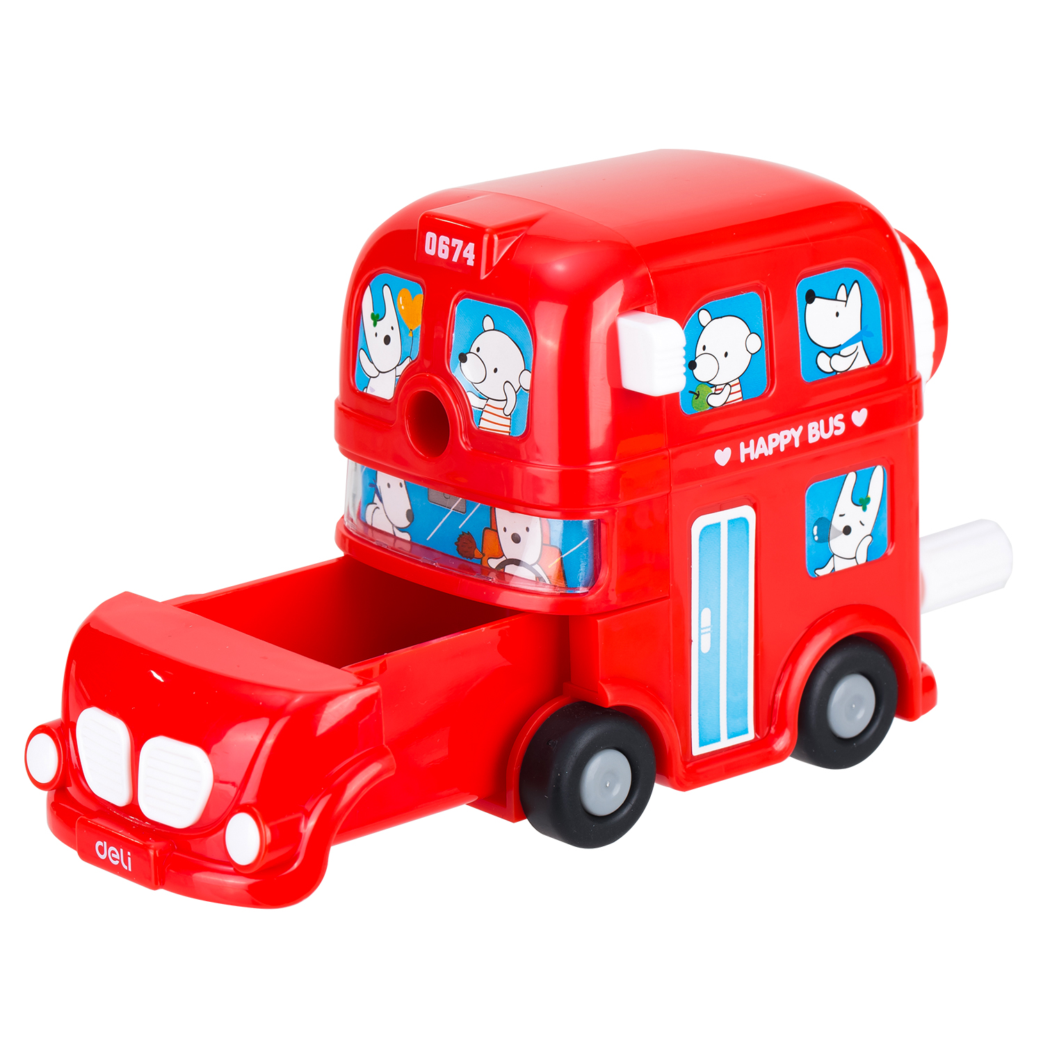 Точилка Deli "Bus", 1 отверстие, ассорти - 5