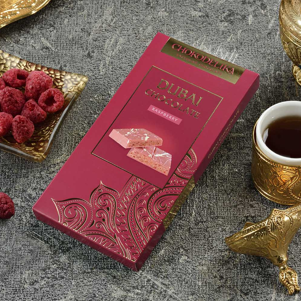 Шоколад белый "Dubai Raspberry", 180 г, с начинкой малина - 4