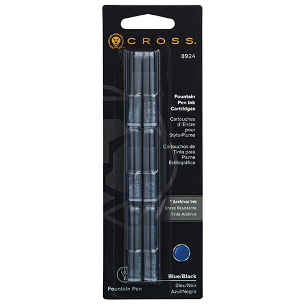 Картридж для перьевой ручки "Cross", 42 мм, сине-черный