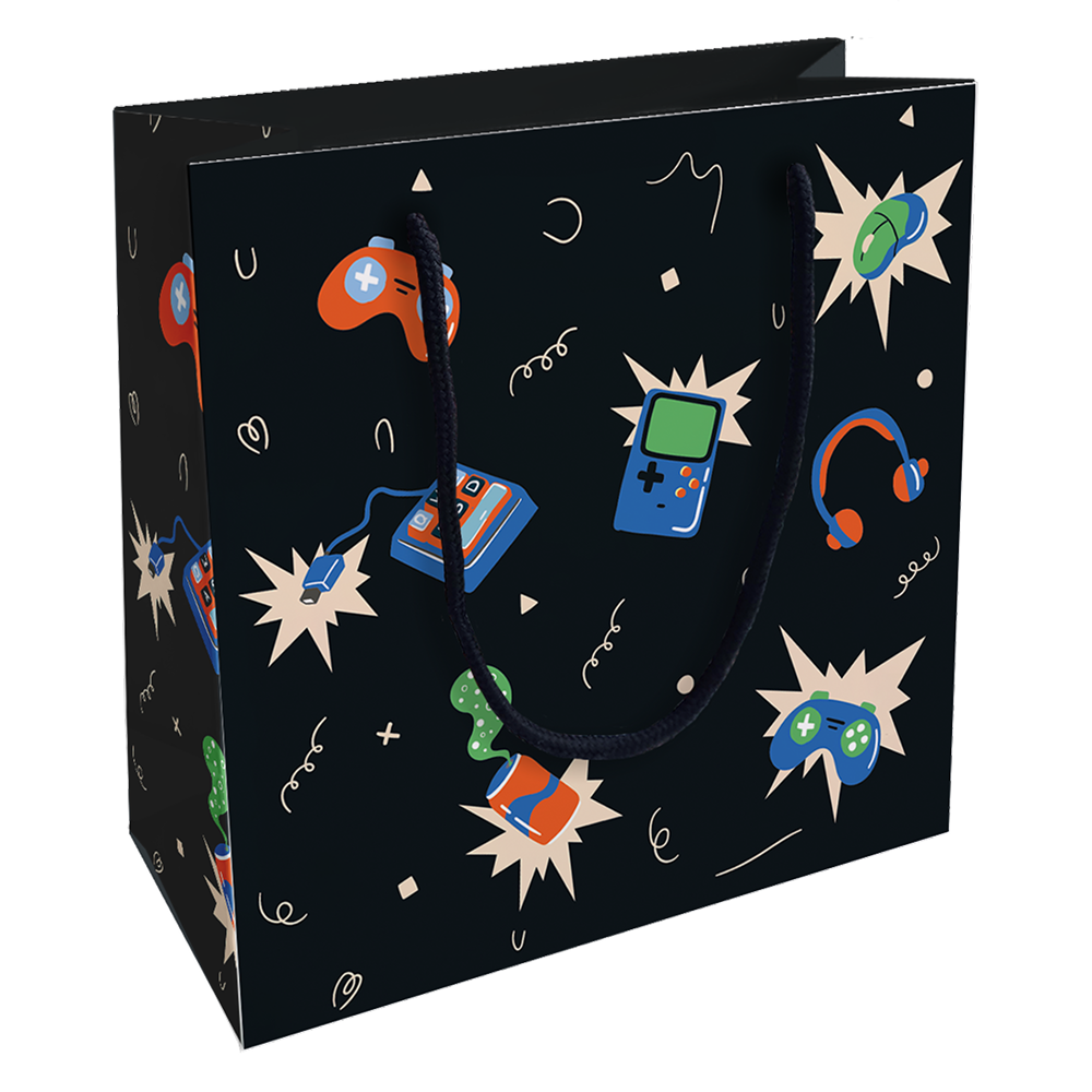 Пакет бумажный подарочный "Hobby", 20х20х8 см, черный