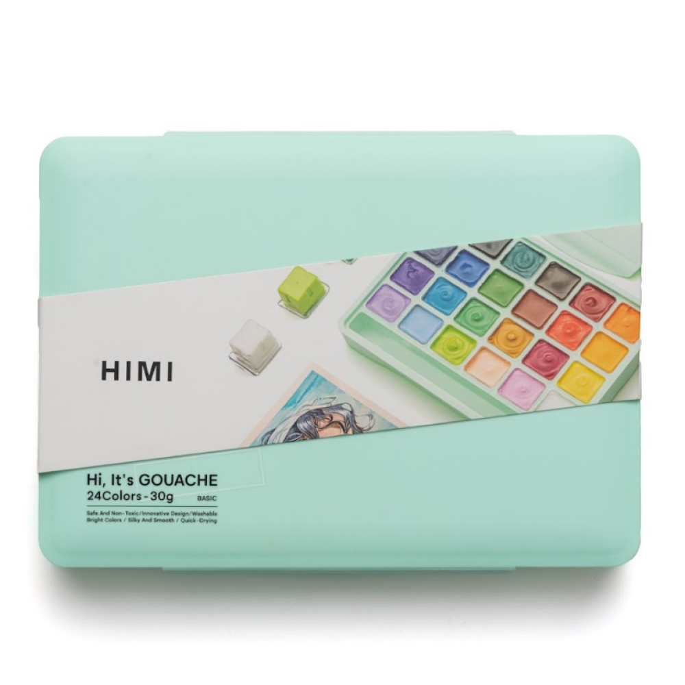 Краски гуашевые "Himi Jelly Cup. New vision", 24 цвета, кювета, зелёный футляр - 5