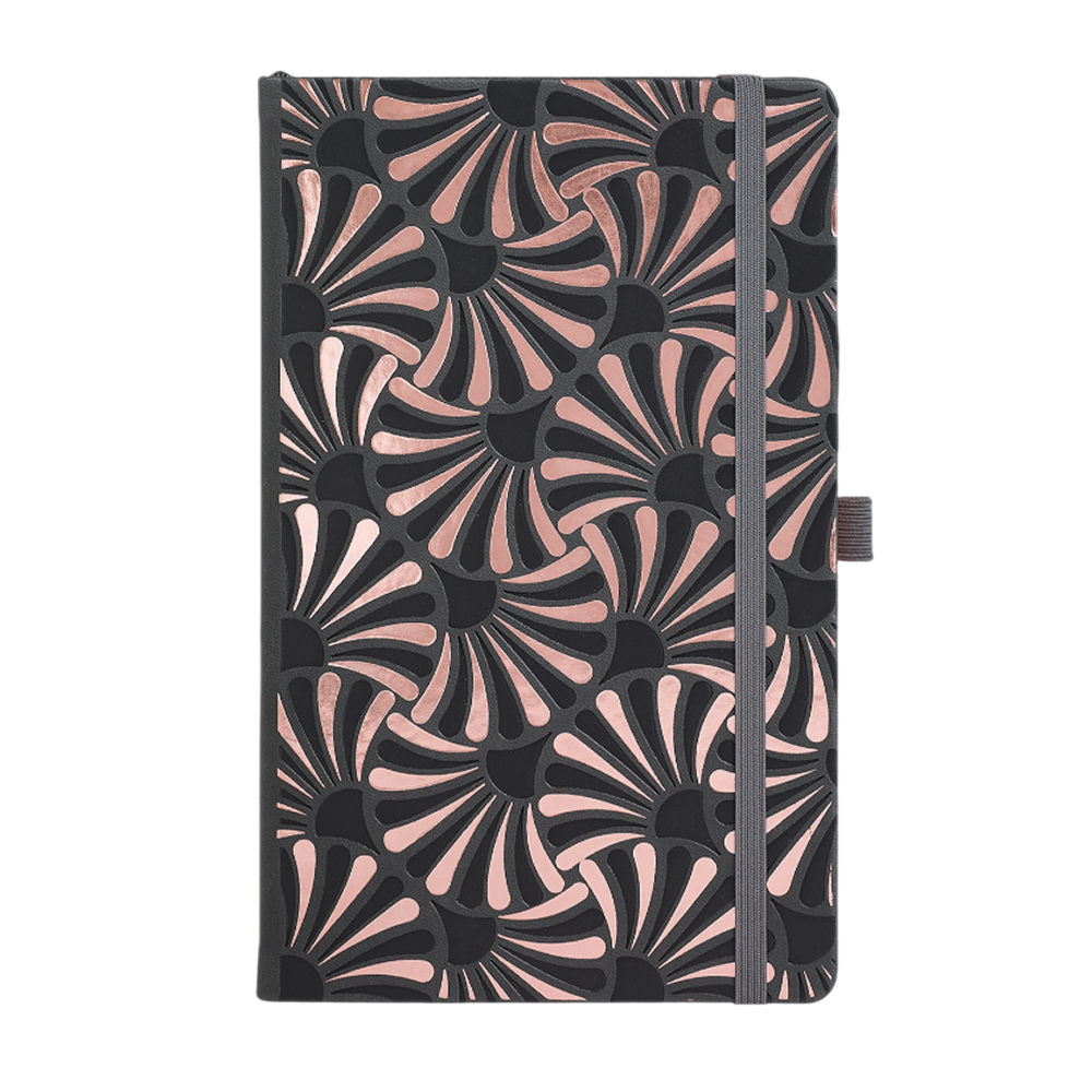 Еженедельник датированный "Rose lilly", А6, 160 страниц, черный, бронзовый, 2026