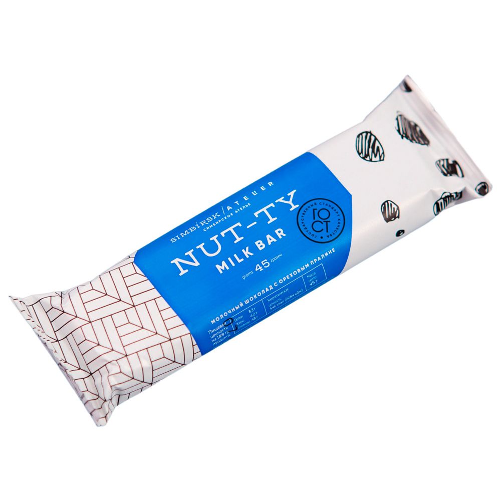 Шоколадный батончик "Simbirsk Atelier. Nut-ty Milk Bar", 45 г