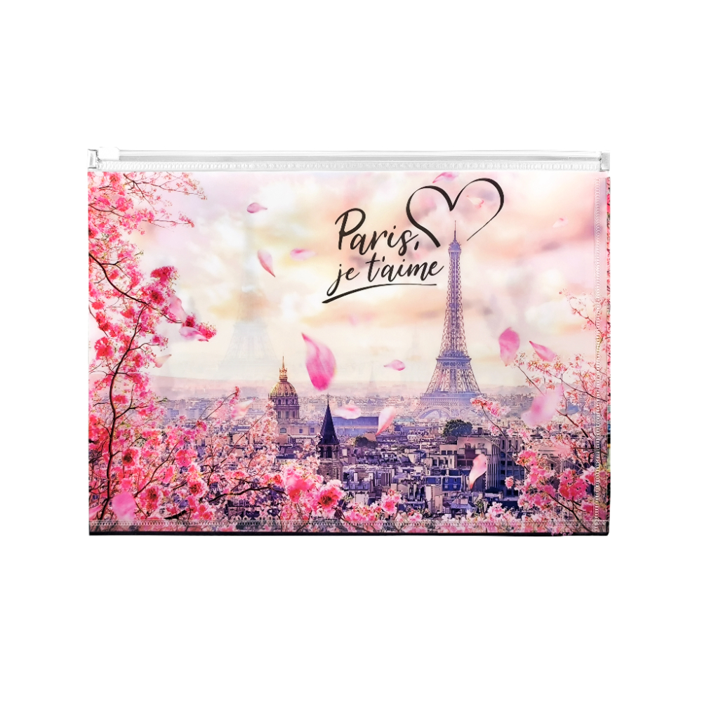 Папка-конверт на молнии "Take me to Paris", А4, разноцветный
