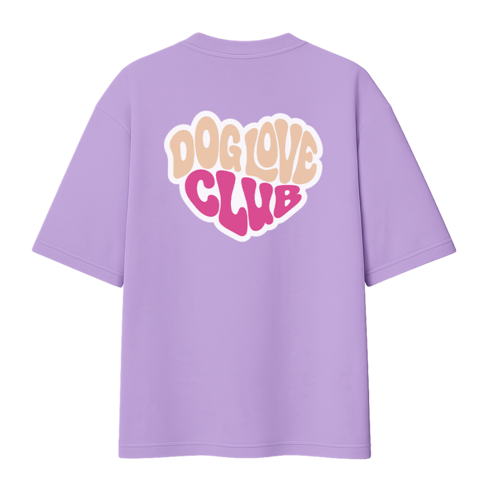 Футболка унисекс "Мопс. Dog love club", XS-S, хлопок, оверсайз, лавандовый