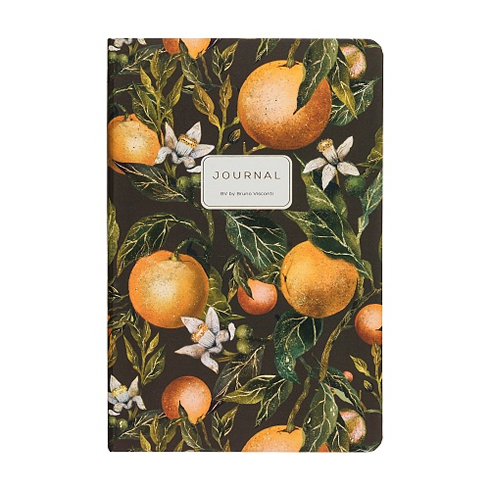 Книга записная "Flora. Paradise. Oranges", A5, 100 листов, линейка, твердая обложка, зеленый, оранжевый