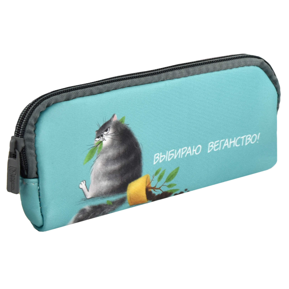 Пенал "Озорные котики" 1 отделение, голубой