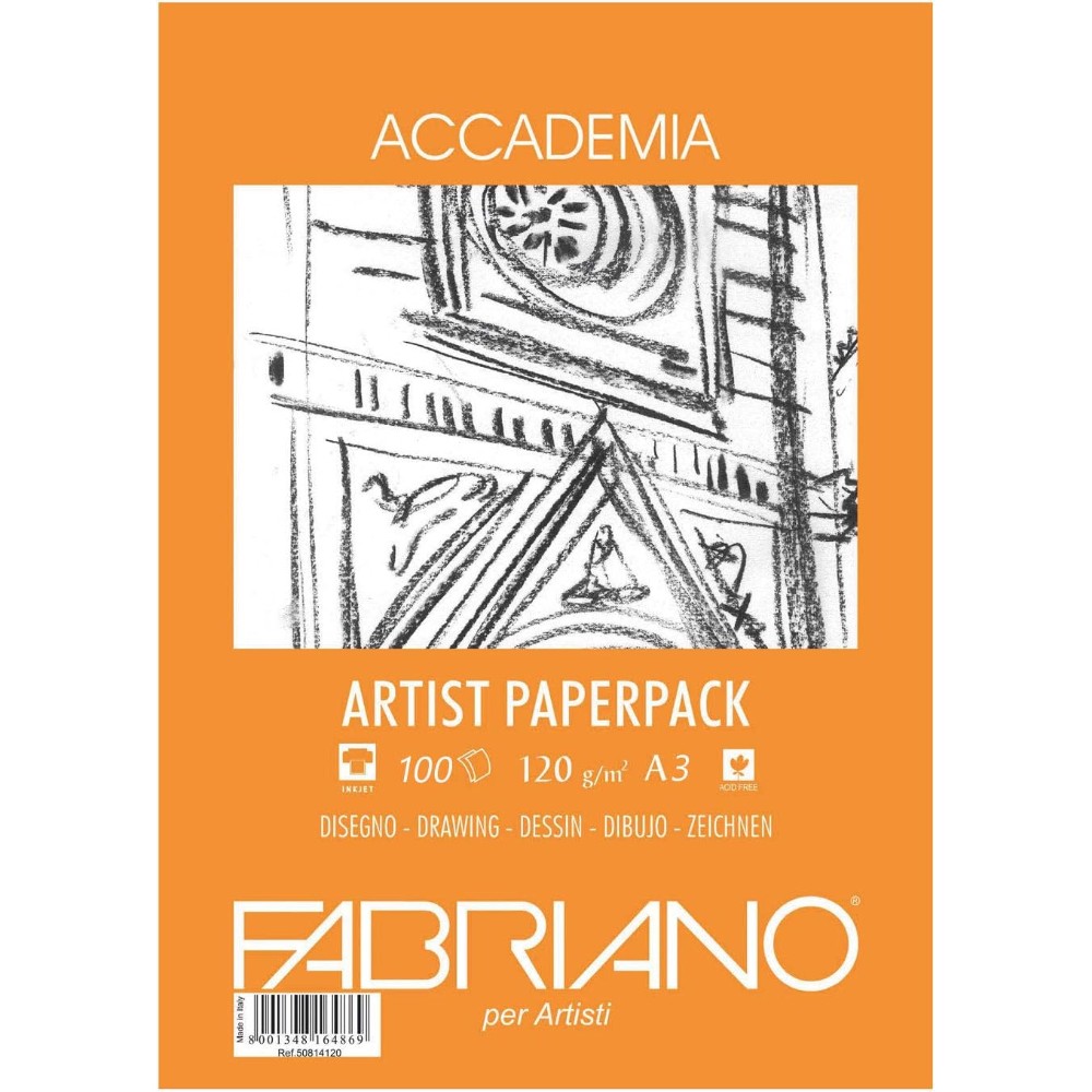 Бумага для графики "Fabriano. Accademia art pack", А3, 200 г/м2, 100 листов