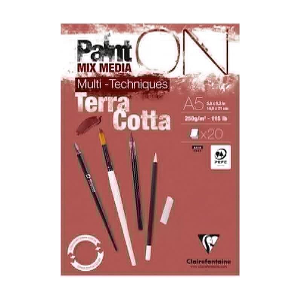 Блок-склейка "Paint'On", А5, 250г/м2, 20 листов, терракотовая бумага
