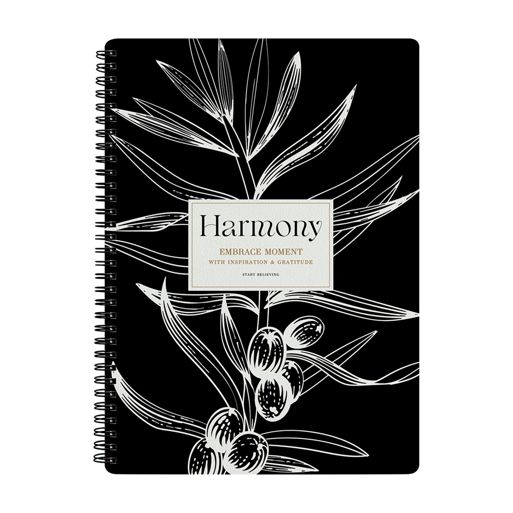 Тетрадь "Harmony ветка на черном", A4, 96 листов, клетка, спираль сбоку, черный