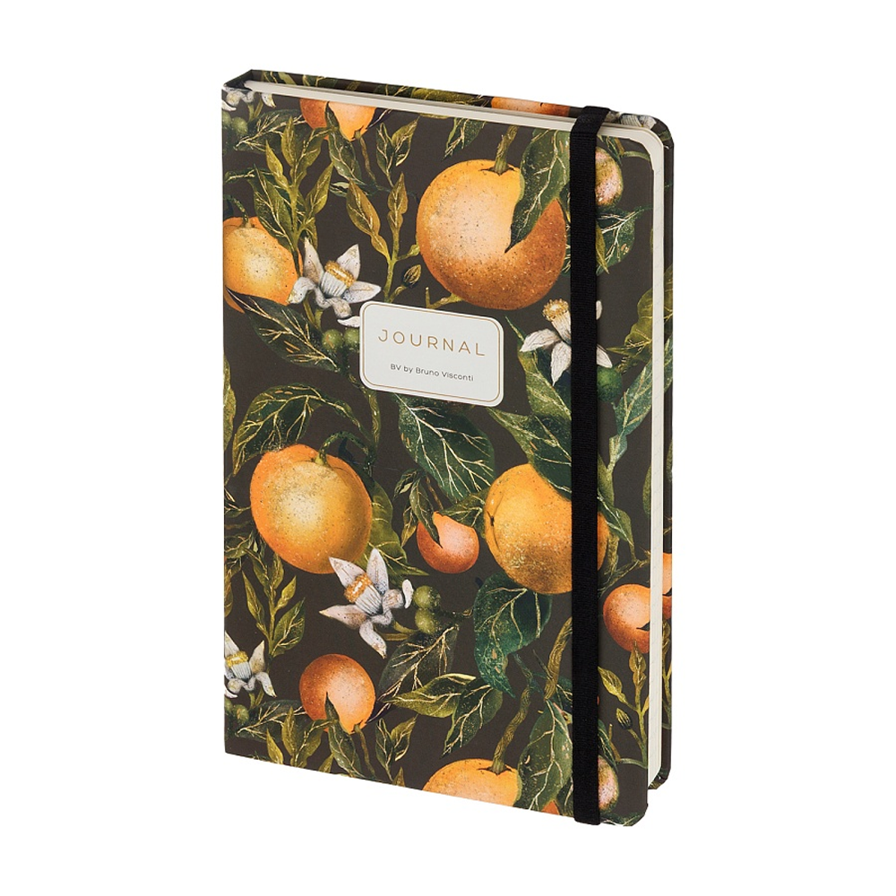 Книга записная "Flora. Paradise. Oranges", A5, 100 листов, линейка, твердая обложка, зеленый, оранжевый
