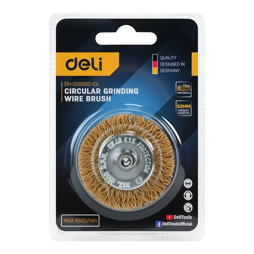 Щетка для дрели Deli YS EDH-GSS075-E3, плоская, проволочная - 6