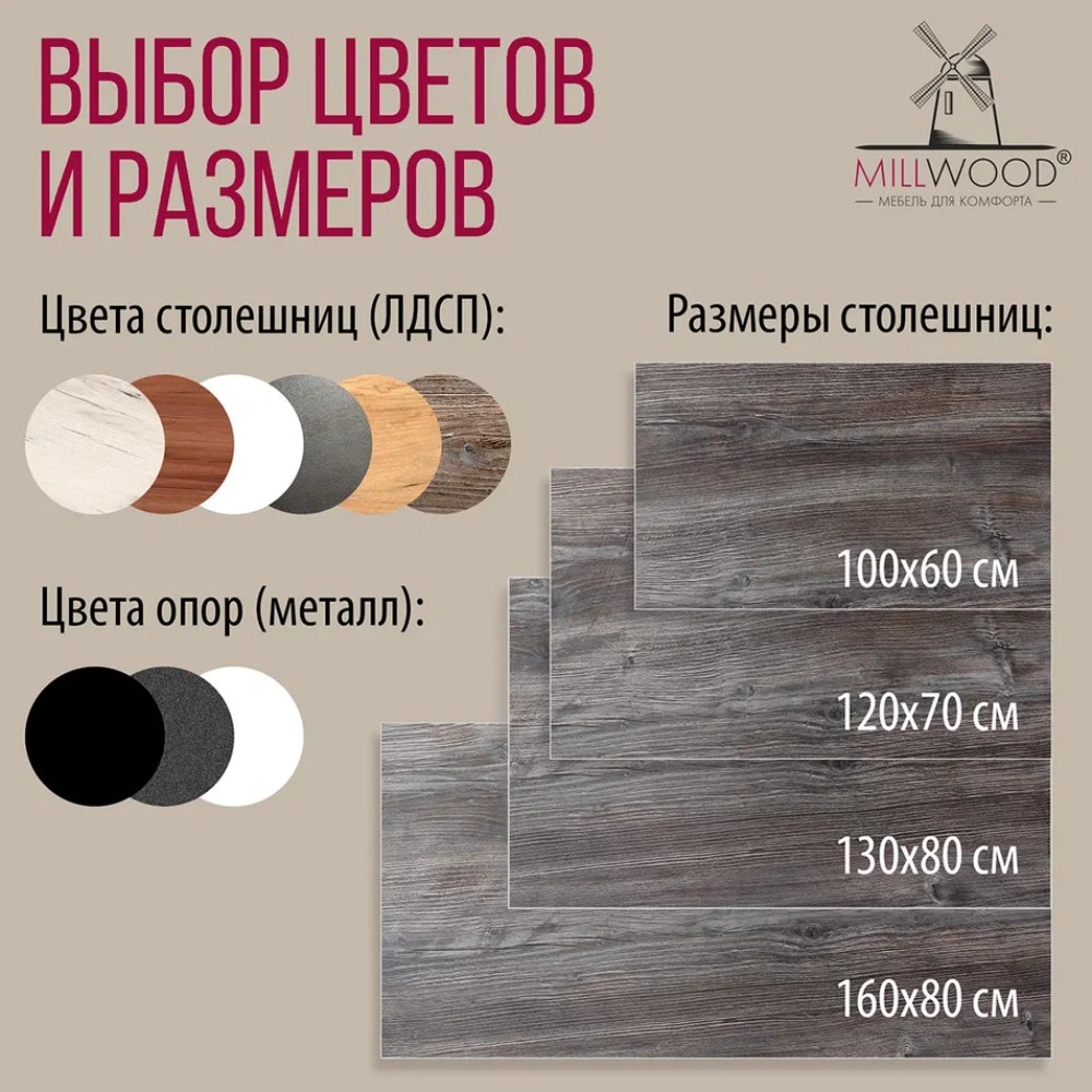 Стол Millwood Сеул, 1600х800 мм, сосна пасадена, черный - 8