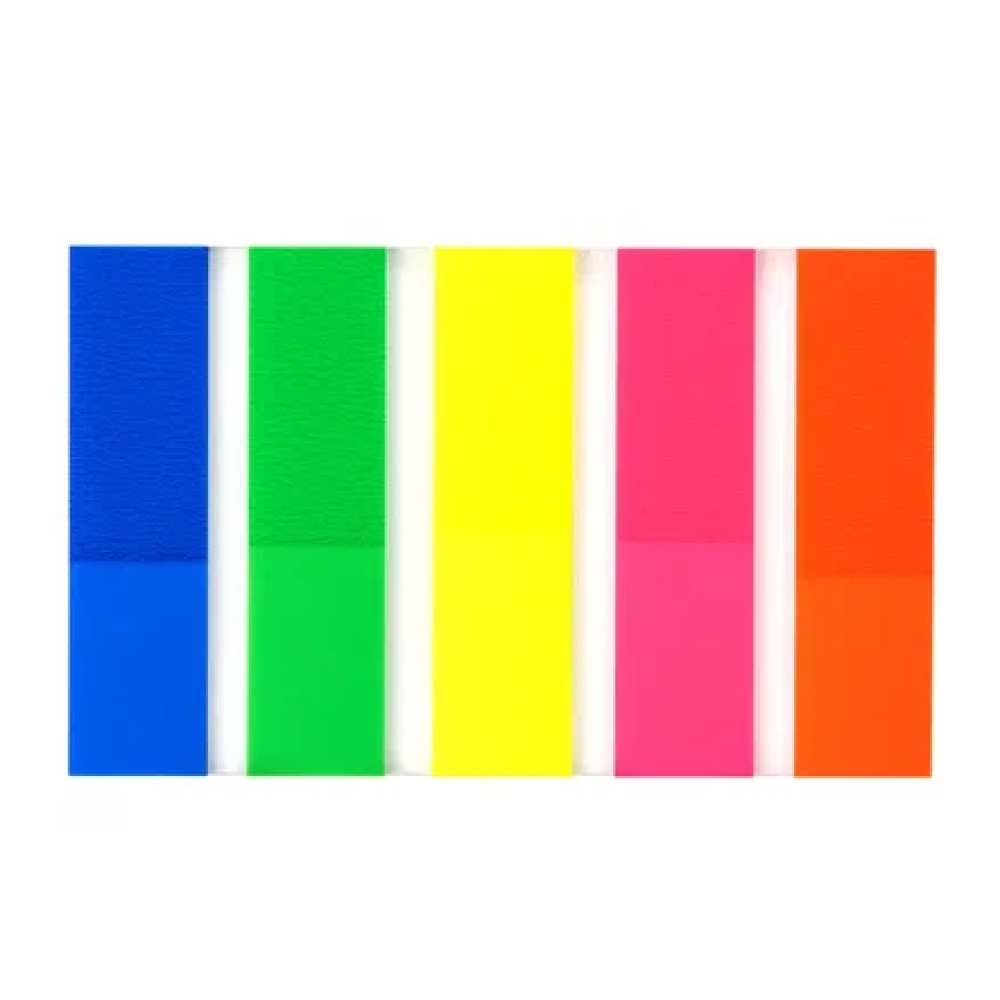 Закладки пластиковые "3E", 12x45 мм, 5 цветов x 20 шт, ассорти неон