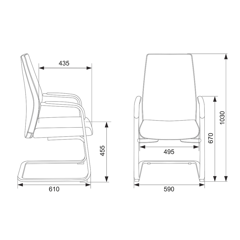Кресло на полозьях Бюрократ "_JONS-LOW-V", натуральная кожа, черный, металл хром - 5
