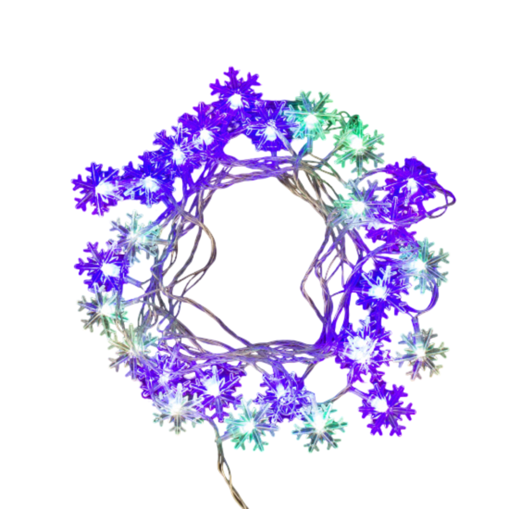 Гирлянда электрическая LED "Нить" с насадками "Снежинка", 4,5 м, мультиколор