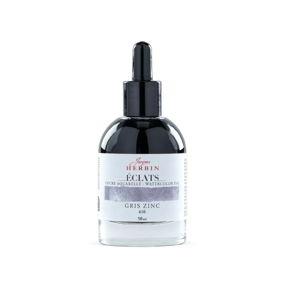 Чернила акварельные "Herbin. Eclats", цинковый серый, 50 мл