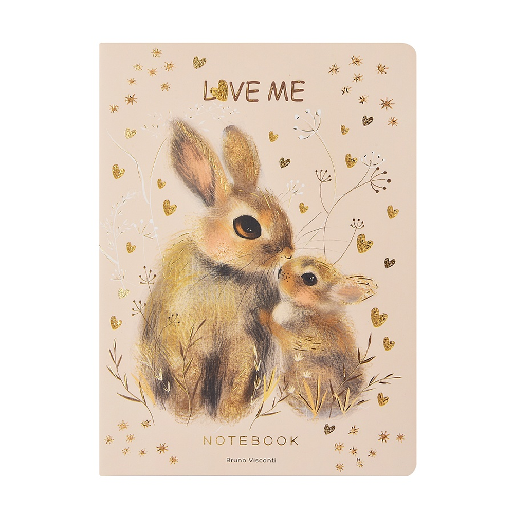 Тетрадь "Love me. Зайки", A5, 40 листов, клетка, бежевый