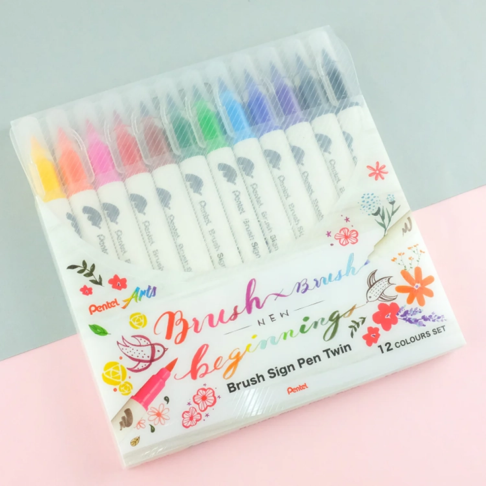 Маркер-кисть "Brush Sign pen twin", 12 шт - 9