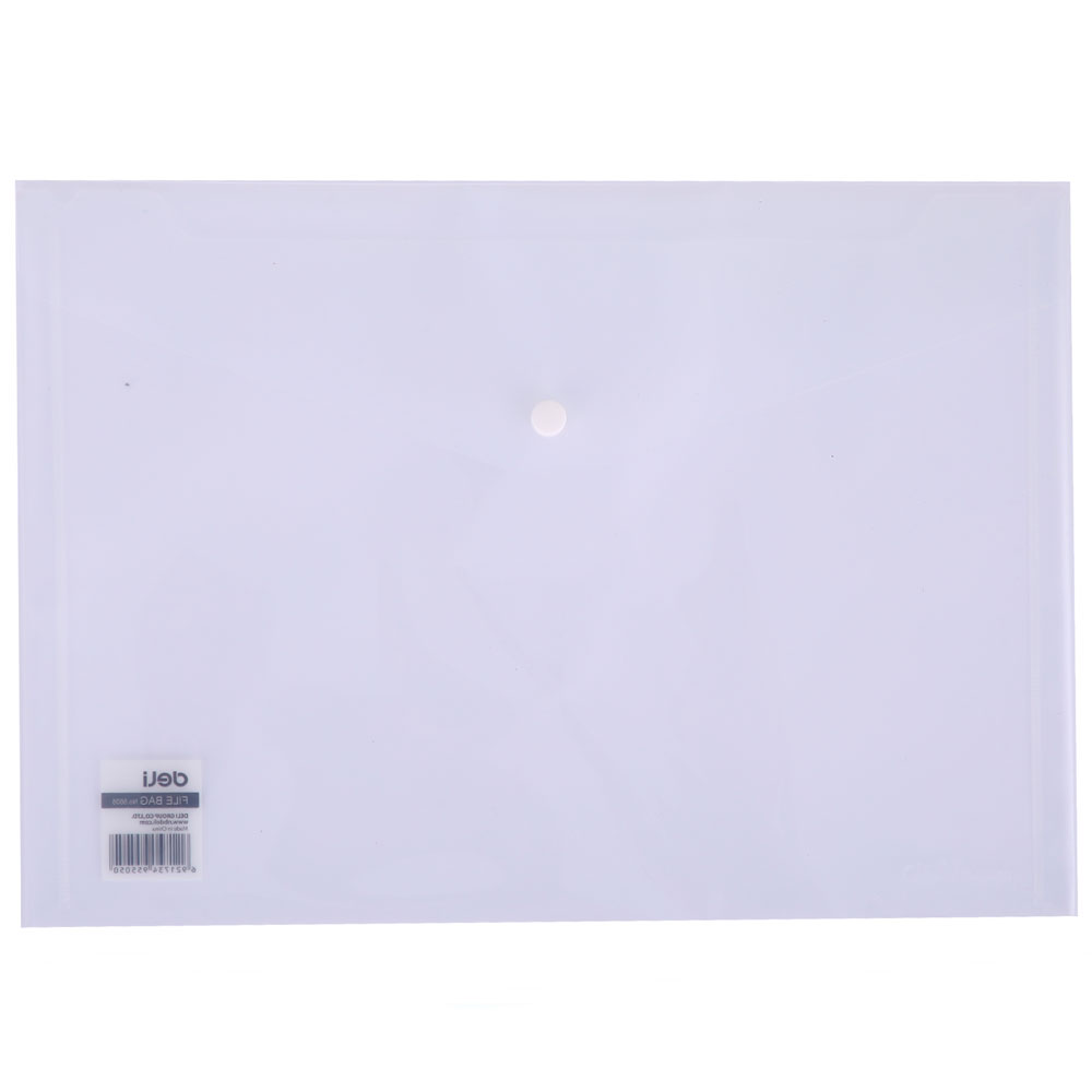 Папка-конверт на кнопке "Deli", A4, прозрачный