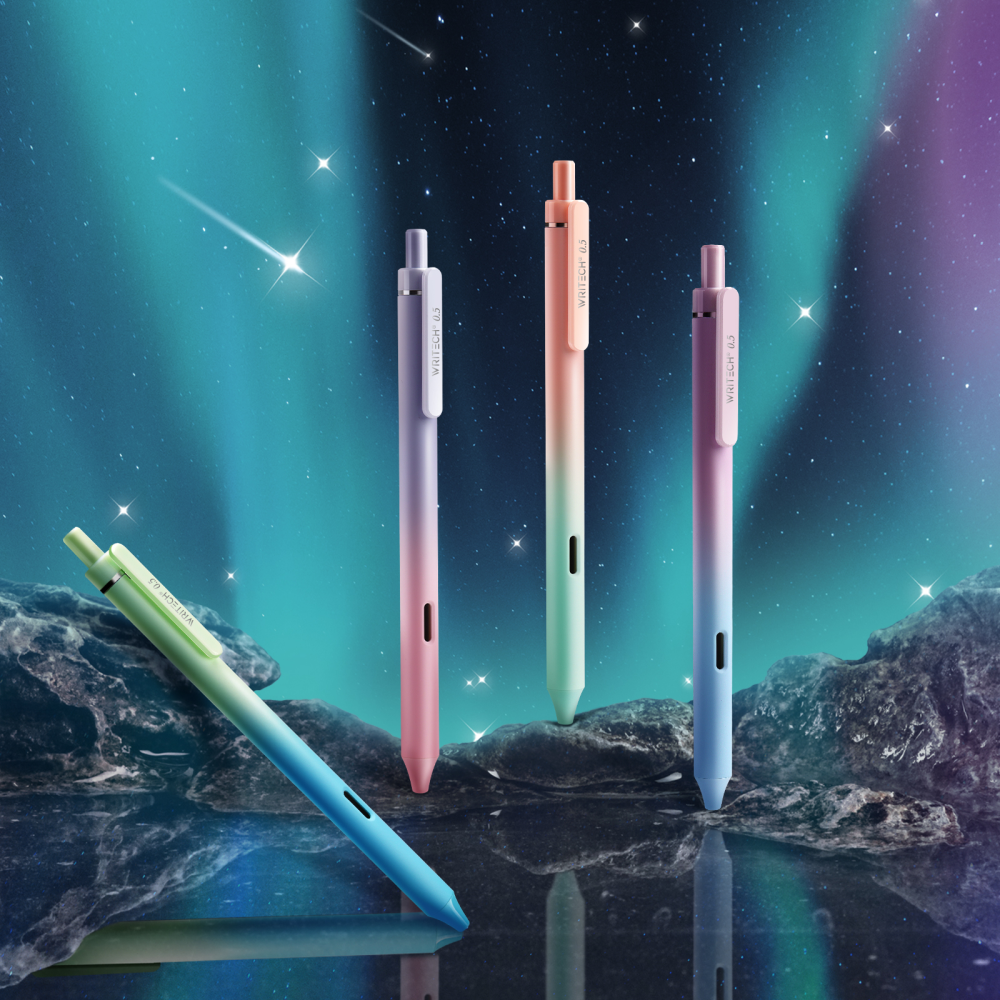 Ручка гелевая "Ombre", 0,7 мм, розовый, зеленый, стерж. черный - 3