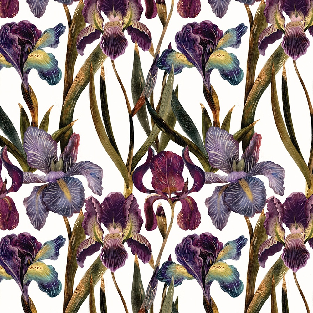 Бумага декоративная в рулоне "Flora. Ирисы", 1 x 0,7 м