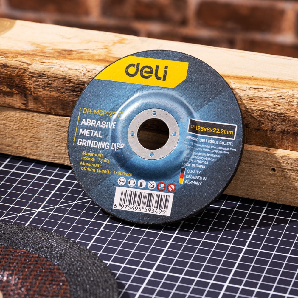 Круг шлифовальный Deli YS EDH-MGP125-E1, по металлу, 125 х 22.2 х 6 мм