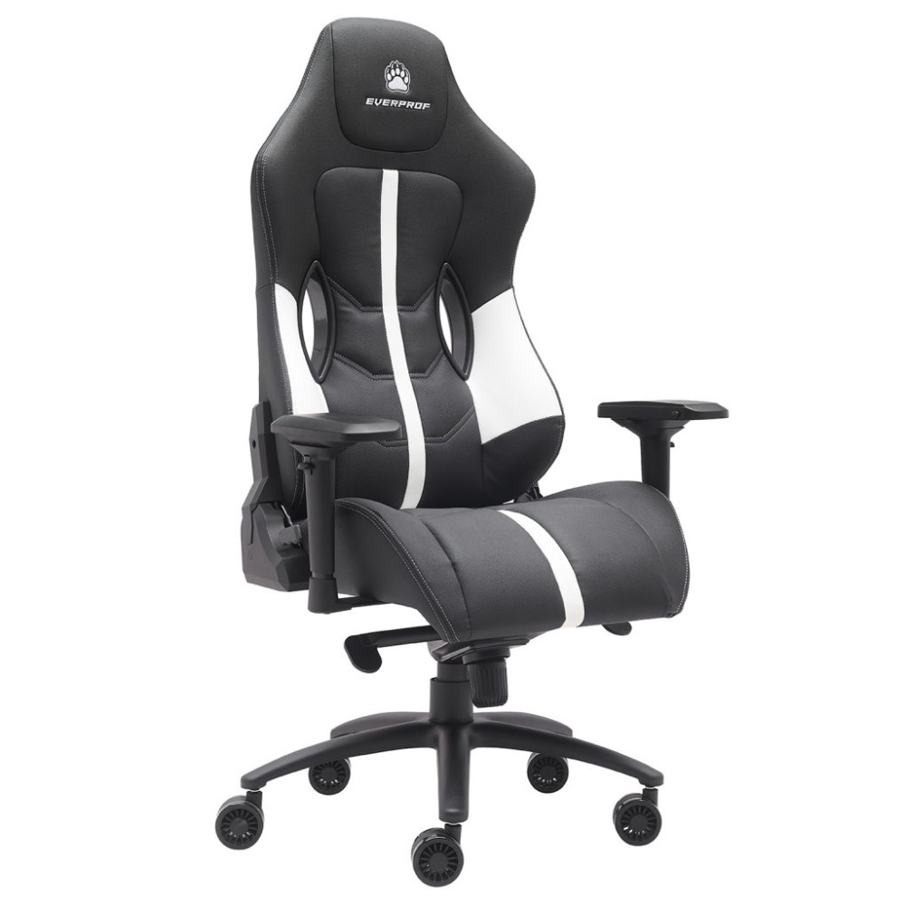 Кресло игровое EVERPROF "Jaguar", экокожа, металл, черный, белый