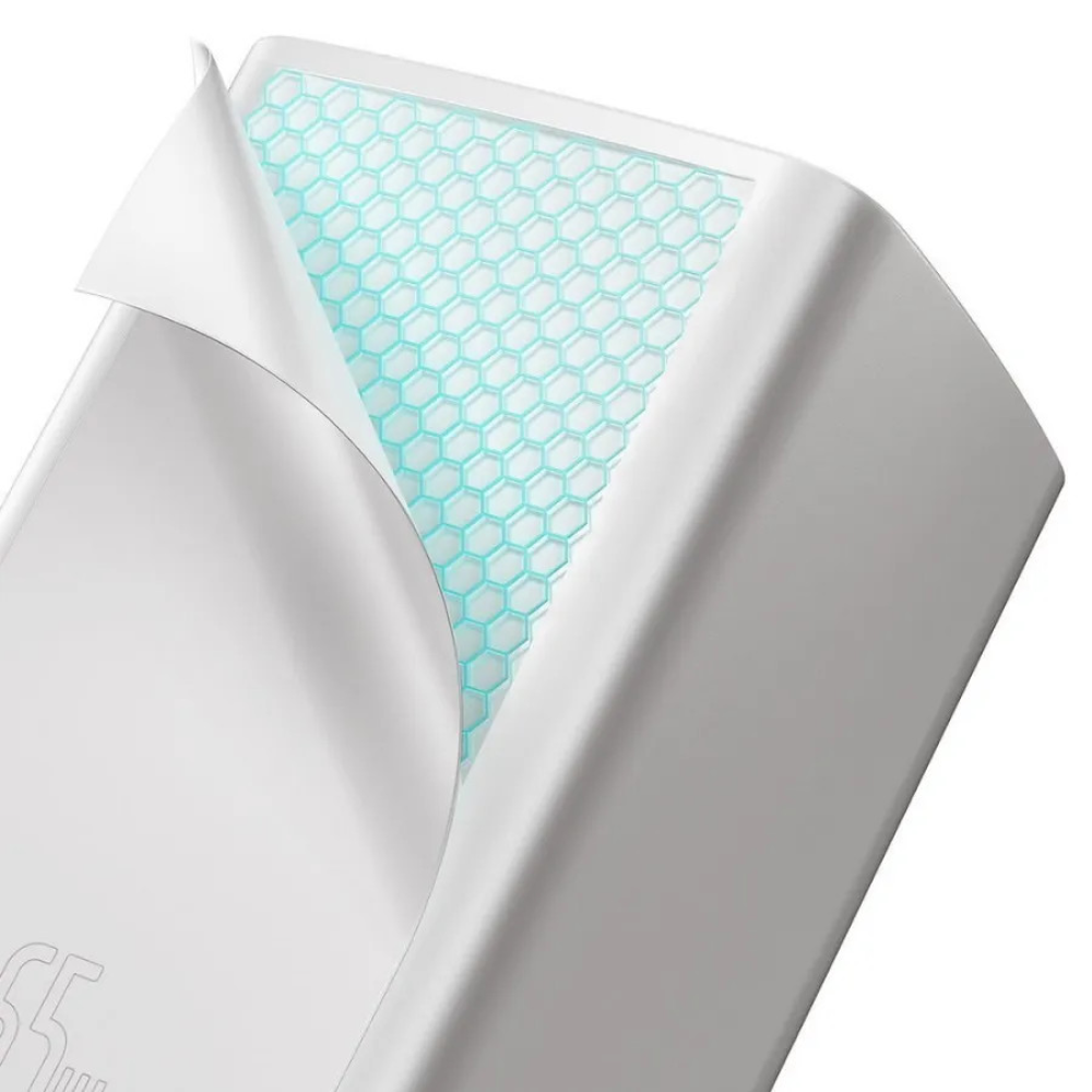 Сетевое зарядное устройство Baseus CCGAN2L-B02 GaN2 Lite Quick Charger Type-C+USB 65W White - 5