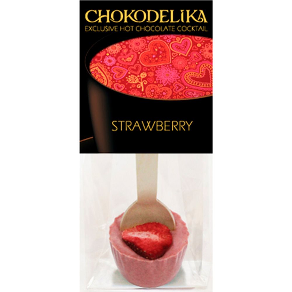 Шоколад белый "Коктейль Клубника с деревянной ложкой", 50 г