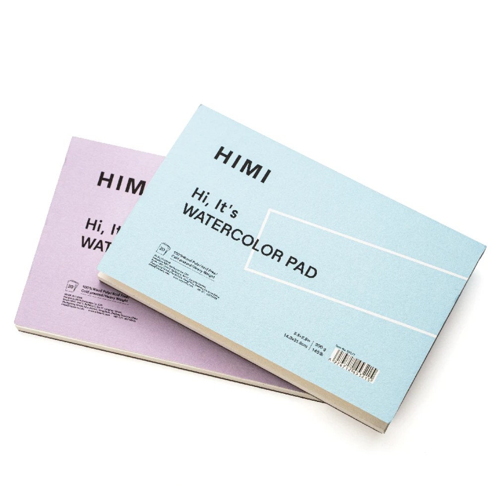 Блок-склейка бумаги для акварели "Himi", 14х21,5 см, 300 г/м2, 20 листов, голубой